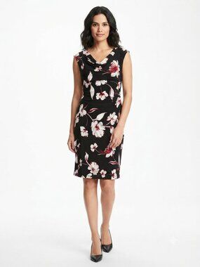 Anne Klein Floral Stretch Pull On Cowl Neck Dress- Sz. 12